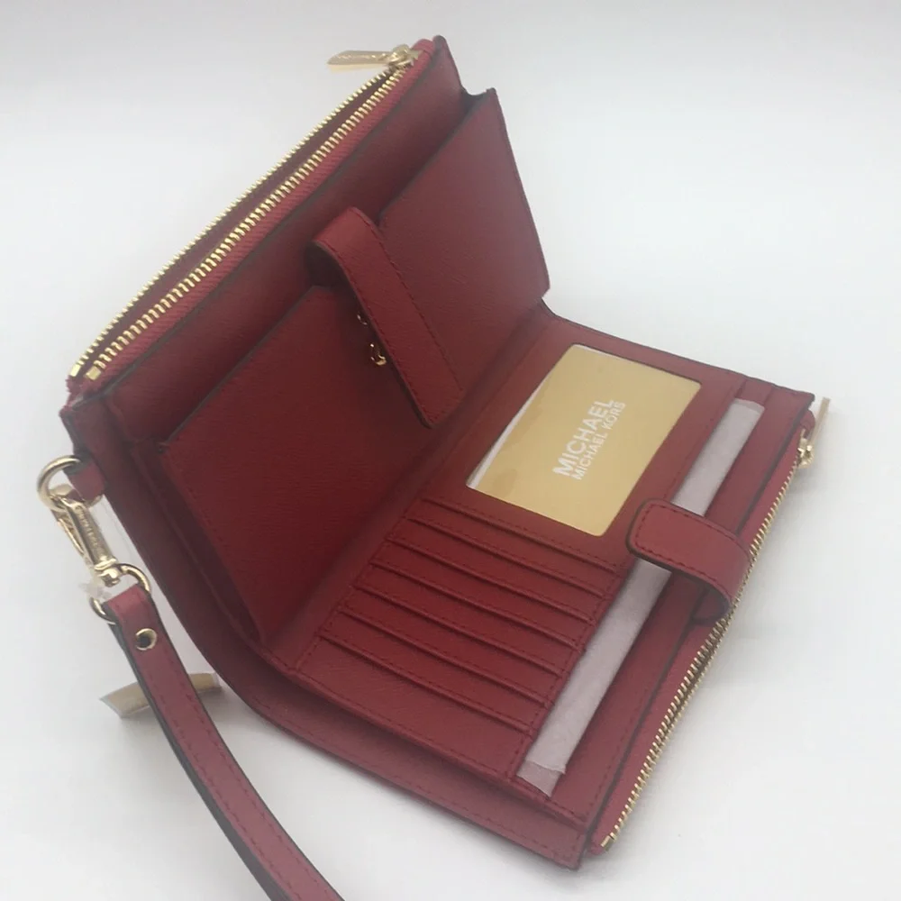 Michael Kors Peyton LG Double Zip Wristlet scarle - Picture 7 of 8